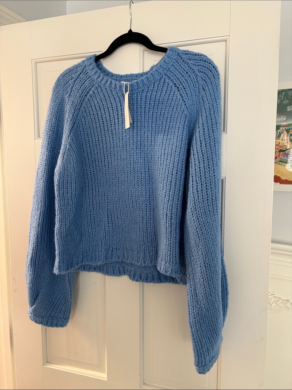 NWT Z Supply Soft Chunky Knit Cropped Crewneck Sweater - Blue size L